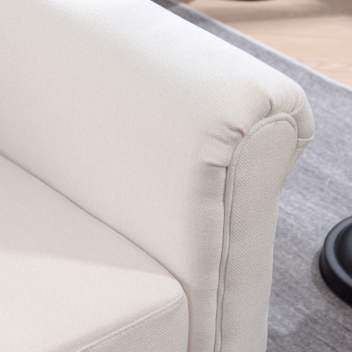 HOMCOM – Causeuse à revêtement, canapé à 2 places en tissu chenille avec accoudoirs arrondis, pattes en bois d'hévéa en forme de gourde pour le