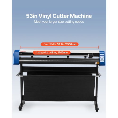 VEVOR 53 Inch Vinyl Cutter, Vinyl Cutter Machine, Semi-Automatic DIY Vinyl Printer Cutter Machine, Manual Positioning Sign Cutting with Floor Stand