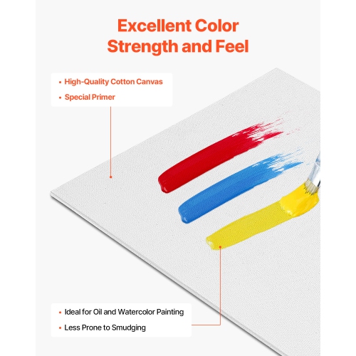 VEVOR 32 Pack Canvas Boards for Painting,White Painting Canvases Set - 5x7,8x10,9x12,11x14 Panels for Acrylic and Oil Painting, Watercolor, Paint