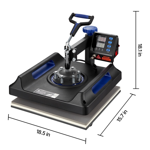 VEVOR 8 in 1 Heat Press Machine Combo,15x15 in, Swing Away T Shirt Printing Machine Digital Control,Multifunction Transfer Machine Sublimation, for