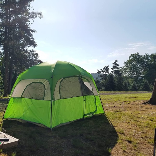Tente de camping CAMPROS CP pour 6 personnes, tente familiale étanche à l'épreuve du vent avec double-toit, 4 grandes fenêtres en filet, double