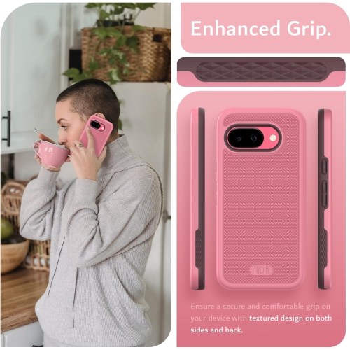 Étui double couche MergeGrip de TUDIA pour Pixel 9 A 2025 de Google - Rose fumé