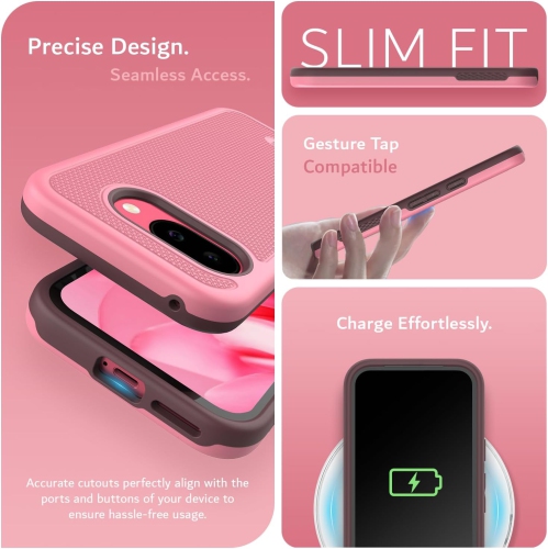 Étui double couche MergeGrip de TUDIA pour Pixel 9 A 2025 de Google - Rose fumé