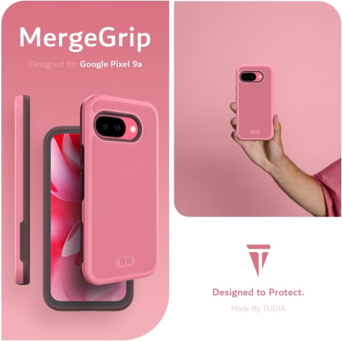 Étui double couche MergeGrip de TUDIA pour Pixel 9 A 2025 de Google - Rose fumé