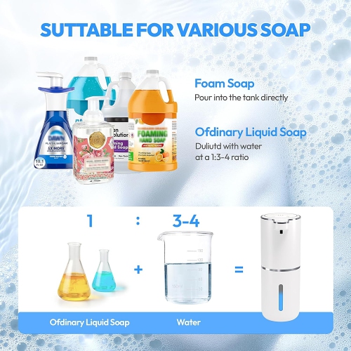 Automatic Soap Dispenser, Touchless Foam Soap Dispenser Bathroom, 4-Level Adjustable Kitchen Automatic Soap Dispenser