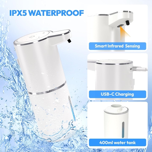 Automatic Soap Dispenser, Touchless Foam Soap Dispenser Bathroom, 4-Level Adjustable Kitchen Automatic Soap Dispenser