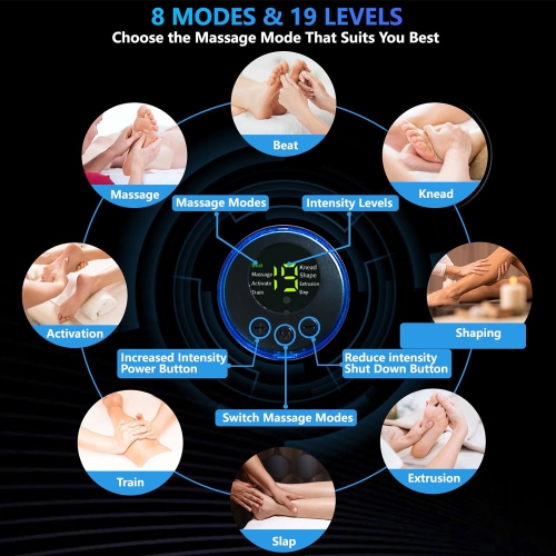 Foot Massager, Folding Portable Massage Cushion with Remote Control, 6 Massage Modes, 9 Strengths Suitable for Home and Office Use