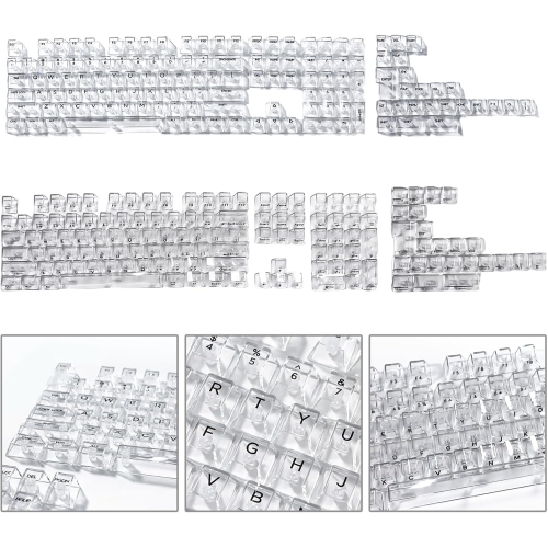 Crack 132 keys fully transparent DIY customized fog transparent keycaps transparent PC material side engraved mechanical keyboard keycaps