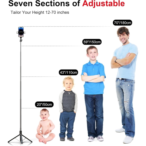 K29 Perche à égoportrait Trépied pour téléphone mobile avec télécommande + jusqu'à 2,15&nbsp;M, voyage en direct - 1 support multifonction