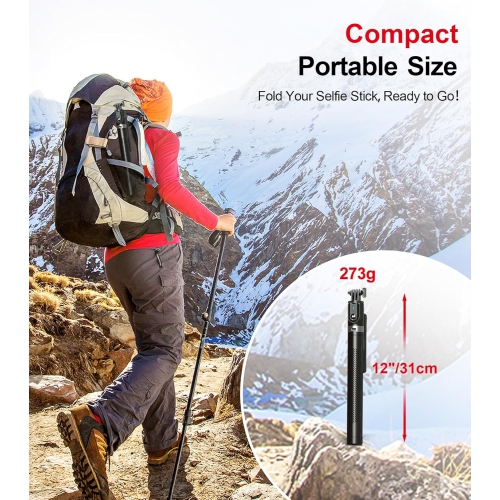 K29 Perche à égoportrait Trépied pour téléphone mobile avec télécommande + jusqu'à 2,15&nbsp;M, voyage en direct - 1 support multifonction