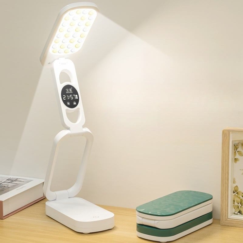 LED folding power bank desk lamp, eye protection bedside lamp, study special atmosphere night light dormitory, reading lamp 4000 mAh + display, white