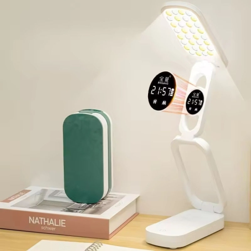 LED folding power bank desk lamp, eye protection bedside lamp, study special atmosphere night light dormitory, reading lamp 4000 mAh + display, white