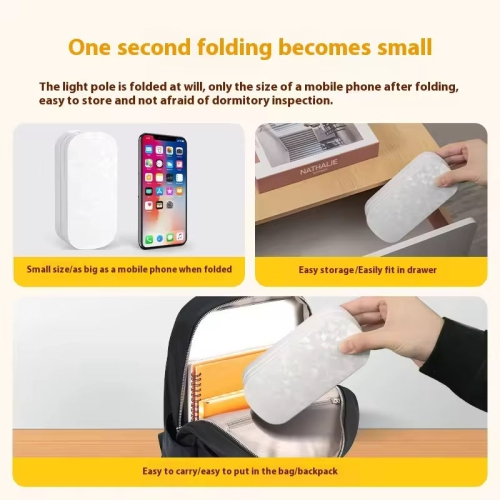 LED folding power bank desk lamp, eye protection bedside lamp, study special atmosphere night light dormitory, reading lamp 4000 mAh + display, white