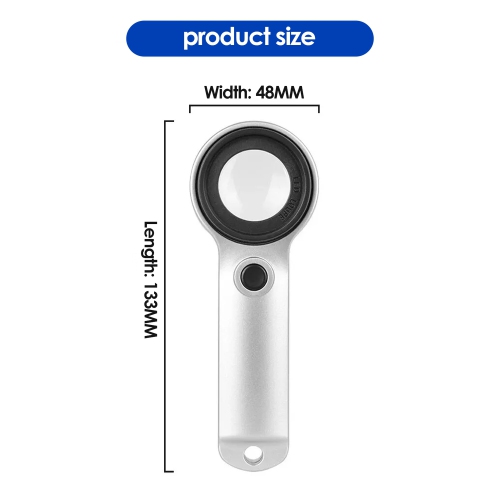 Loupe à bijoux portative rechargeable USB 10X avec lumière LED et UV pour la lecture, l'identification des bijoux, la détection des billets de banque