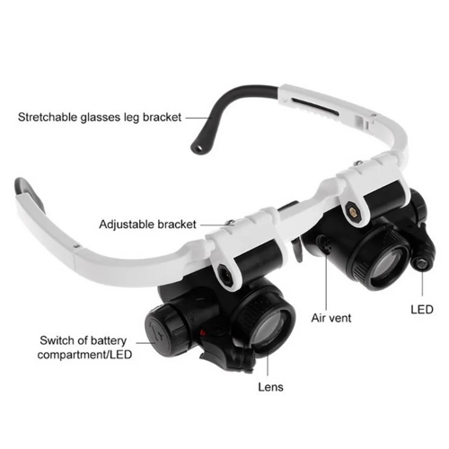 8X/15X/23X Head-Mounted Jewelry Magnifier With LED Light for Reading, Watch Repair, Jewelry Identification