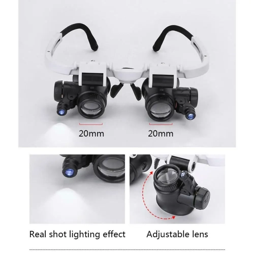 8X/15X/23X Head-Mounted Jewelry Magnifier With LED Light for Reading, Watch Repair, Jewelry Identification