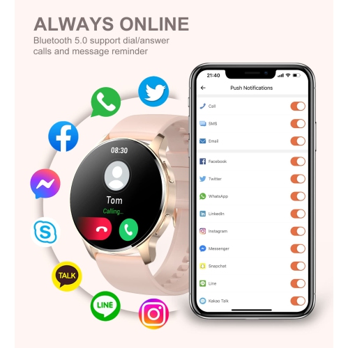 Montre d'appel Bluetooth, montre intelligente sport étanche de 1,32 po pour téléphones Android et iOS