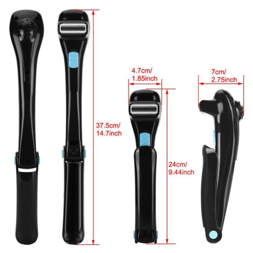 Men's Back Shaver, Long Handle Foldable Electric Epilator, Wet and Dry Use for Home and Travel