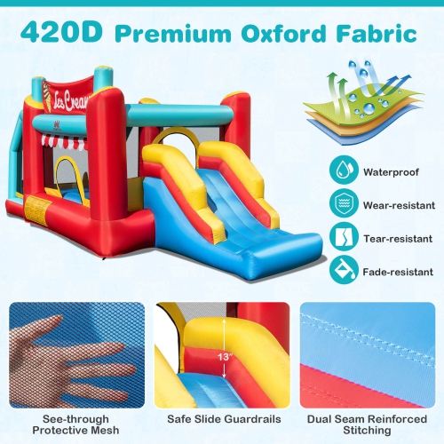 Costway Inflatable Bounce House 5-in-1 Ice Cream Jumping Castle with/without 520W Blower