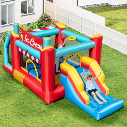 Costway Inflatable Bounce House 5-in-1 Ice Cream Jumping Castle with/without 520W Blower