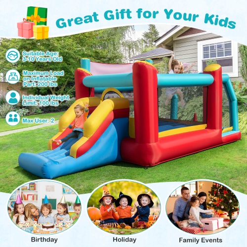 Costway Inflatable Bounce House 5-in-1 Ice Cream Jumping Castle with/without 520W Blower