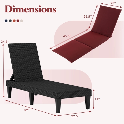 Fauteuil de patio inclinable Costway avec dossier réglable à 3 positions et coussin