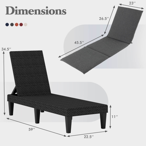 Fauteuil de patio inclinable Costway avec dossier réglable à 3 positions et coussin