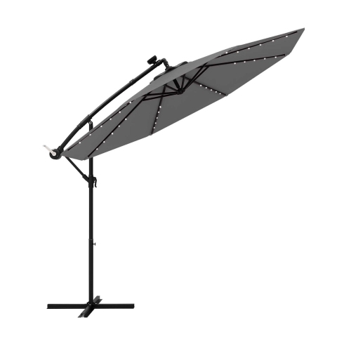 Costway 10 Ft Patio Solar LED Offset Umbrella 40 Lights Crank Cross Base