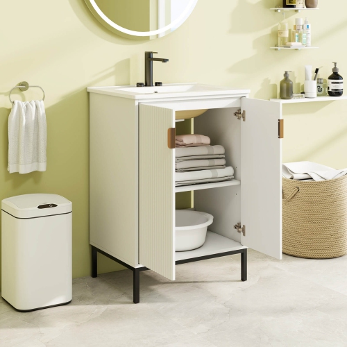 Meuble-lavabo de salle de bain avec évier de 24 po de Costway, blanc