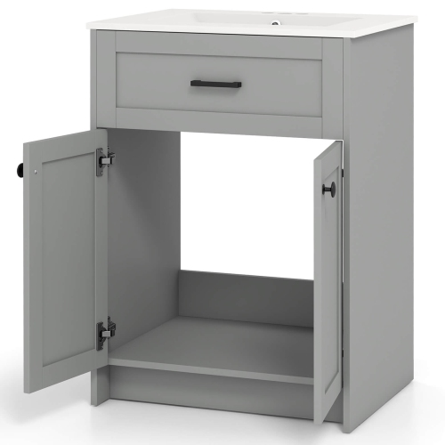 Costway Bathroom Vanity Unit with Basin Under Sink Bathroom Storage Cabinet Freestanding