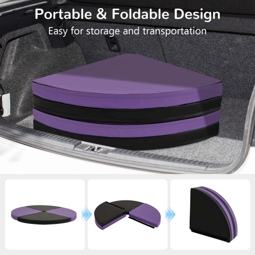 Costway Pole Dance Crash Mat Round Portable Yoga Mat with EPE Foam Safety Dancing Cushion Black/Purlple/Pink