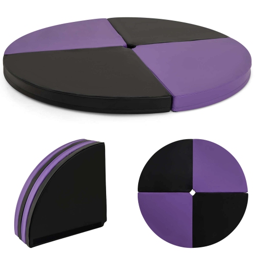 Costway Pole Dance Crash Mat Round Portable Yoga Mat with EPE Foam Safety Dancing Cushion Black/Purlple/Pink