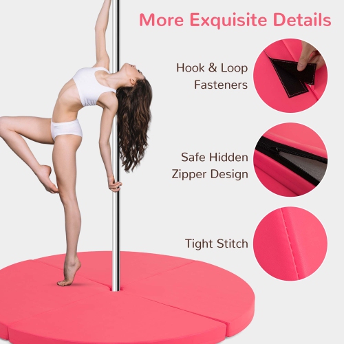 Costway Pole Dance Crash Mat Round Portable Yoga Mat with EPE Foam Safety Dancing Cushion Black/Purlple/Pink