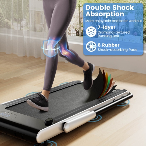 Superfit 3-in-1 Folding Treadmill with Smart Apps Remote Control LED Display and Speakers Blue/Silver