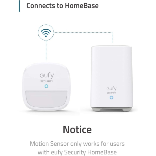 Motion Sensor, eufy Security Home Alarm System Motion Sensor, 100° Coverage, 30 ft Detection Range, 2-Year Battery Life, Adjustable Sensitivity
