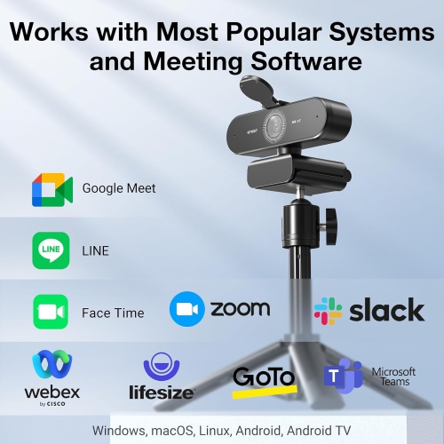 EMEET NOVA 4K Webcam with Tripod - 4K UHD, PDAF Autofocus, Adjustable Height, 360° Swivel, Noise-Cancelling Mics, USB Plug&Play, Privacy Cover