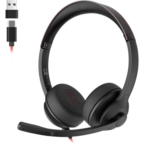 ONIKUMA USB-C/USB-A Wired Headset with Noise Cancelling Microphone - On-Ear Office Headphones for PC/Laptop with Mute Button