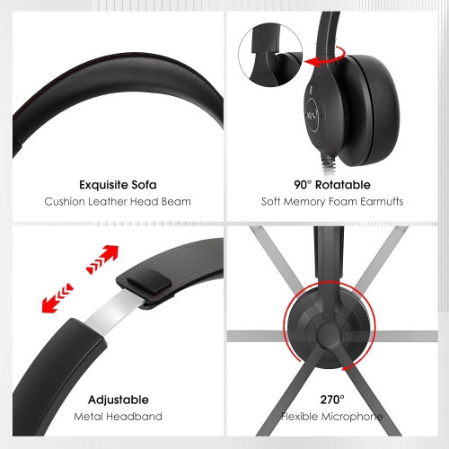 ONIKUMA USB-C/USB-A Wired Headset with Noise Cancelling Microphone - On-Ear Office Headphones for PC/Laptop with Mute Button