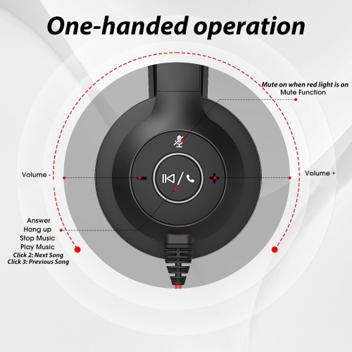 ONIKUMA USB-C/USB-A Wired Headset with Noise Cancelling Microphone - On-Ear Office Headphones for PC/Laptop with Mute Button