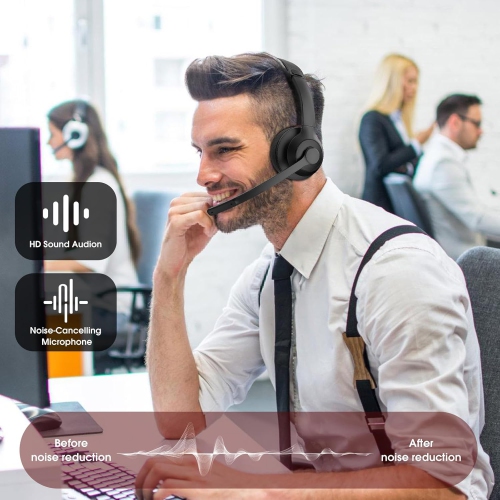 ONIKUMA USB-C/USB-A Wired Headset with Noise Cancelling Microphone - On-Ear Office Headphones for PC/Laptop with Mute Button