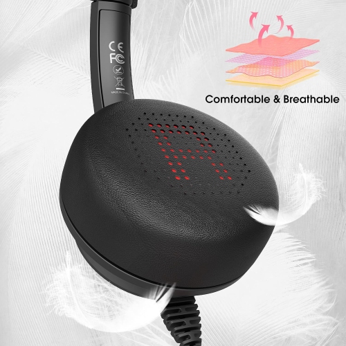 ONIKUMA USB-C/USB-A Wired Headset with Noise Cancelling Microphone - On-Ear Office Headphones for PC/Laptop with Mute Button