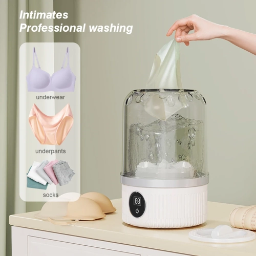 Mini Rechargeable Underwear Washing Machine, Portable Wireless Socks Gloves Washing Machine for Home or Travel Use - White