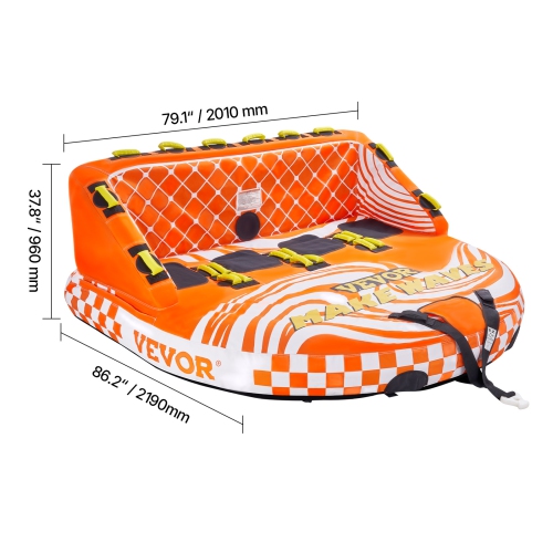 Bouées gonflables et serviettes pour bateau VEVOR 1-4 Riders, bouée tractable pour sports aquatiques 680&nbsp;lb avec couvercle en nylon, 22