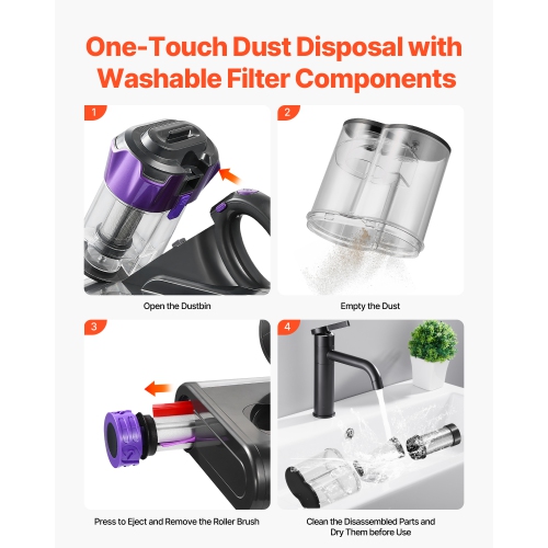 VEVOR 550W Mattress Vacuum Cleaner,Bed Vacuum Cleaner with 18Kpa Powerful Suction and Dual Dust Bin, HEPA Filter & Heating,Ultrasound Tech & Cleaning