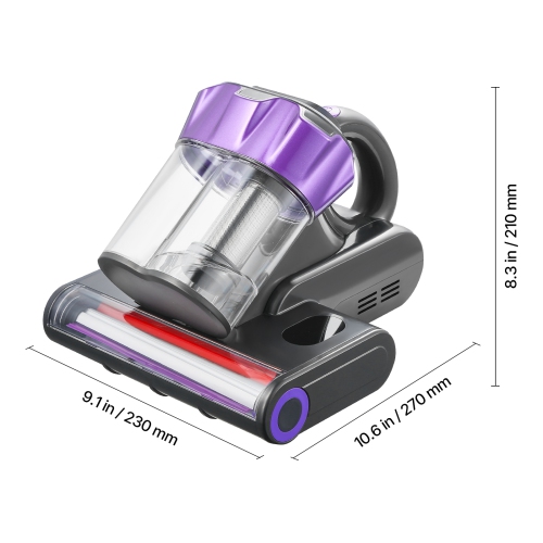 VEVOR 550W Mattress Vacuum Cleaner,Bed Vacuum Cleaner with 18Kpa Powerful Suction and Dual Dust Bin, HEPA Filter & Heating,Ultrasound Tech & Cleaning