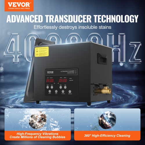 VEVOR 10L Ultra Sonic Cleaner, 240W Digital Ultrasonic Cleaning Machine with Gentle Mode & Upgraded Degassing, 40kHz Industrial Ultrasound Cleaner