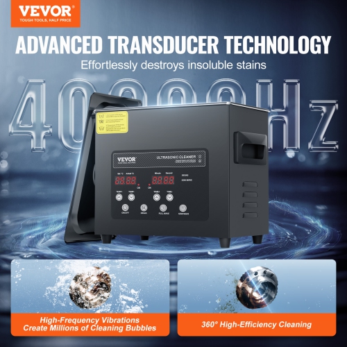 VEVOR 3L Ultra Sonic Cleaner, 120W Digital Ultrasonic Cleaning Machine with Gentle Mode & Upgraded Degassing, 40kHz Ultrasound Cleaner Machine with