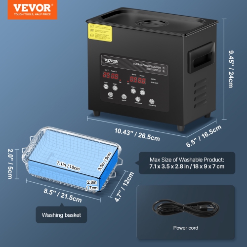 VEVOR 3L Ultra Sonic Cleaner, 120W Digital Ultrasonic Cleaning Machine with Gentle Mode & Upgraded Degassing, 40kHz Ultrasound Cleaner Machine with