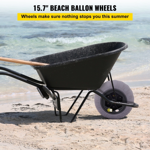VEVOR 2-Pack Beach Balloon Wheels, 15.7" Replacement Sand Tires, TPU Cart Tires for Kayak Dolly, Canoe Cart and Buggy with Free Air Pump