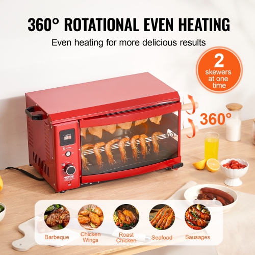 VEVOR 2 Strings Capacity Shawarma Grill Machine, Chicken Shawarma Cooker Machine, Electric Broiler Gyro Rotisserie Oven Doner Kebab Machine, for Home